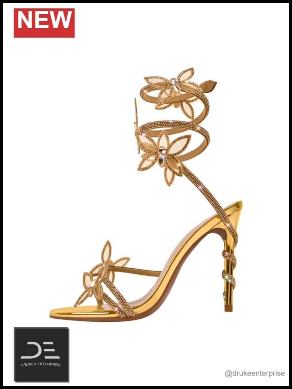 Rhinestone Embellished Stiletto Heel Sandals Butterfly Lace Up Ankle Wrap Open